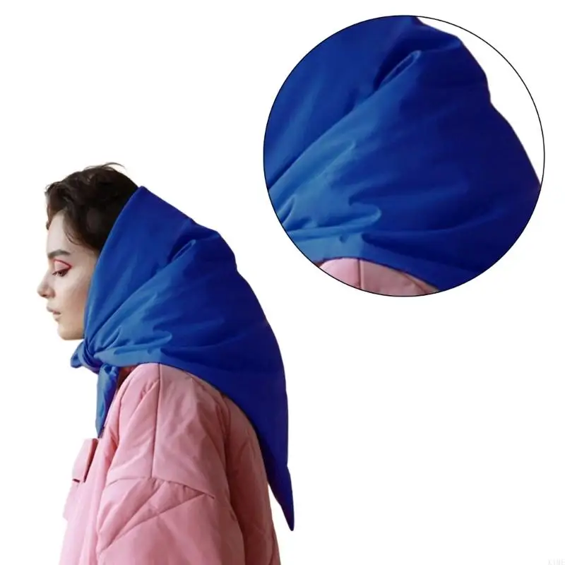 K1ME Winter Warm Headscarf Female Hooded Hat Down Cotton Puffer for Outdoor Sport