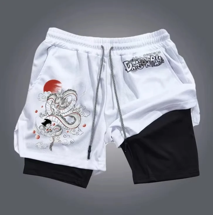 กางเกงขาสั้นผู้ชายลายดราก้อนบอล Z เสื้อผ้าสตรีทแอนิเมะ ฤดูร้อนลำลอง กางเกงกีฬาผู้ชาย คอสเพลย์