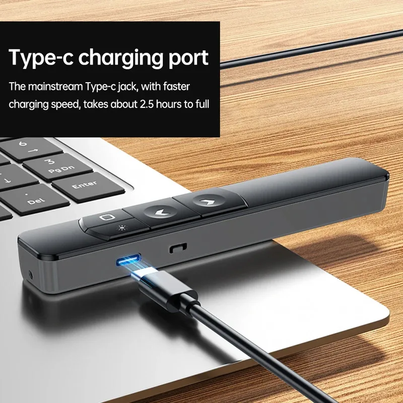 مؤشر عرض ليزر لاسلكي S10 2.4G لـ PowerPoint PPT متوافق مع MAC/Windows/Linux لأجهزة الكمبيوتر المحمول Mac يدعم الصفحة