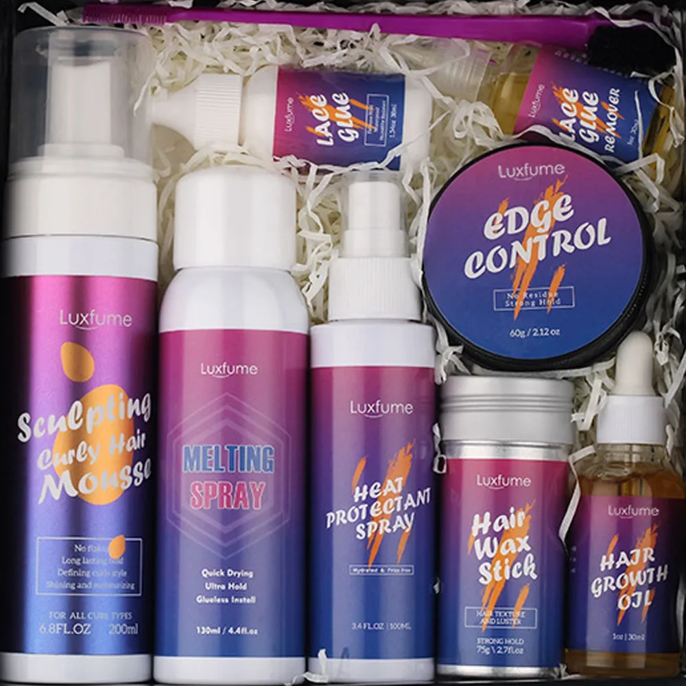 Waterproof Wig Glue Kit Lace Front Adhesives with Lace Tint Mousse Edge Control for Wig Accessories OEM Everything Included