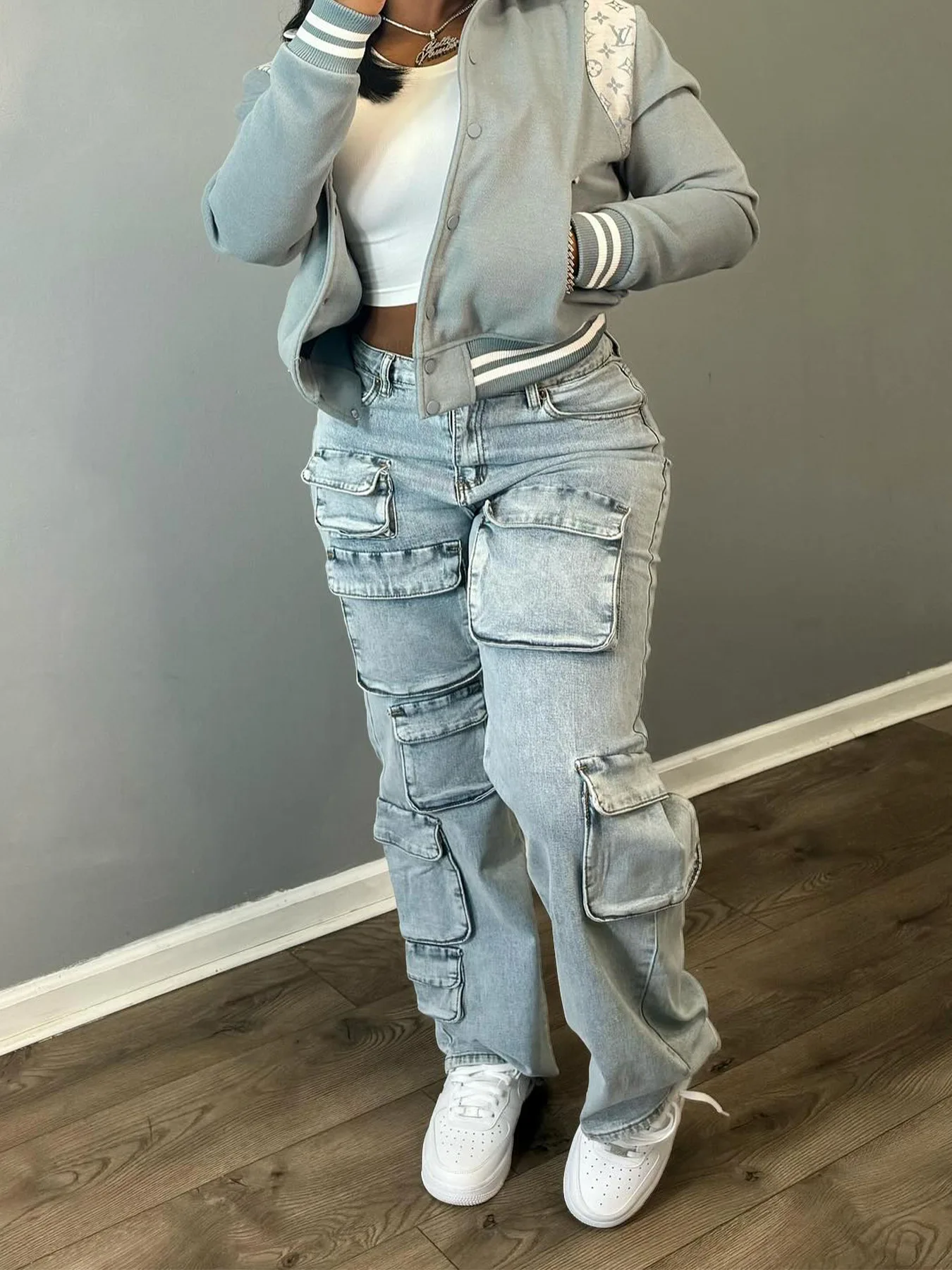 

Casual Women Jeans Denims Cargo Pants Streetwear High Streetwear Long Pants Clothes For Women Outfit