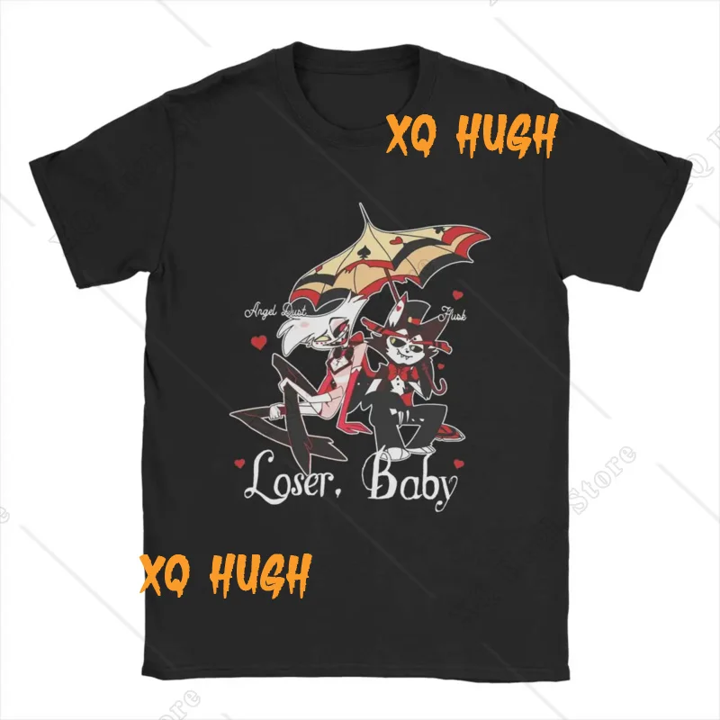 Men's Hazbins Hotels Angel Dust X Husk Loser T Shirt 100% Cotton Clothing Short Sleeve Crewneck Tee Shirt Classic T-Shirt