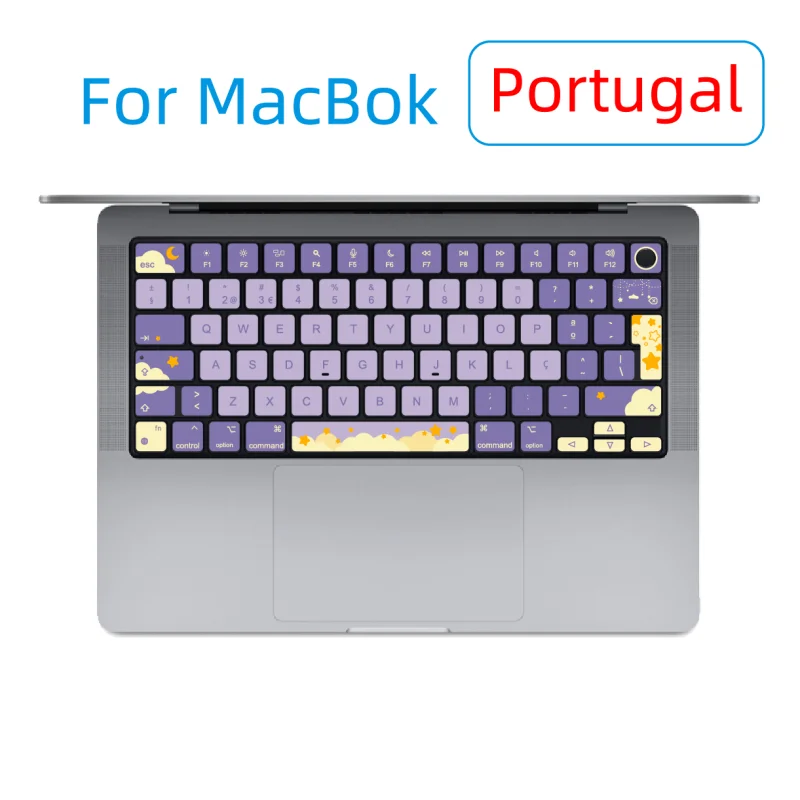 

Подходит для (португальского) Apple MacBook, наклейка на клавиатуру ноутбука, маленькая свежая контрастная цветная фиолетовая воздушная наклейка (M2 M3 M4) Pro (13 14 15 16) A3241 A2941 A2780 A3113 A3401