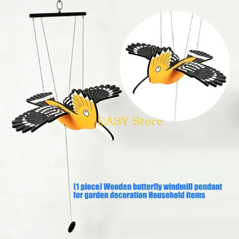 E28F Decorative Wooden Flying Bird Mobile Accent for Window Porch Display