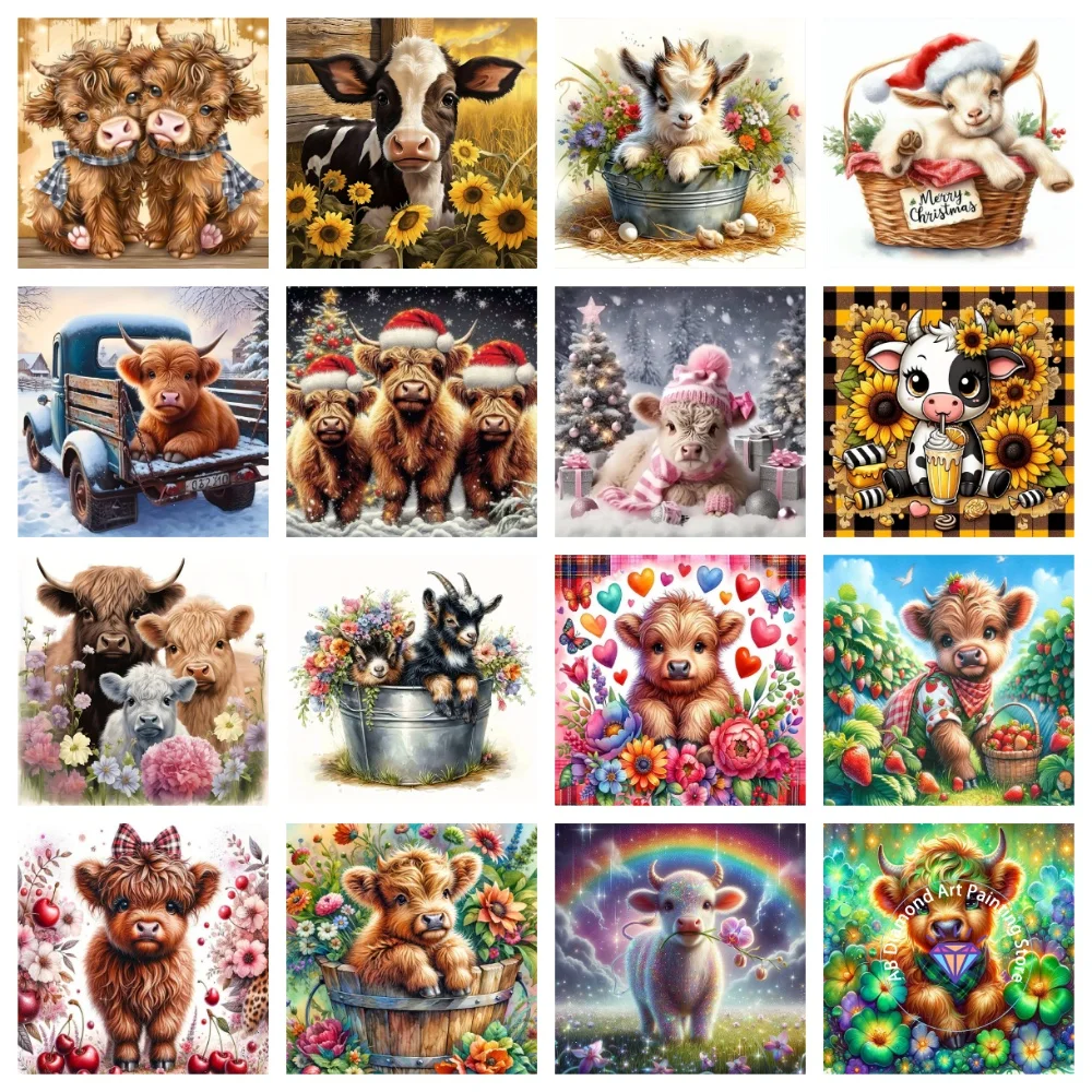 

Cattle Animal AB Diamond Painting Kit Square Round Diamond 5D DIY Cross Embroidery Handmade Art Adult Exquisite Gift Home Decor