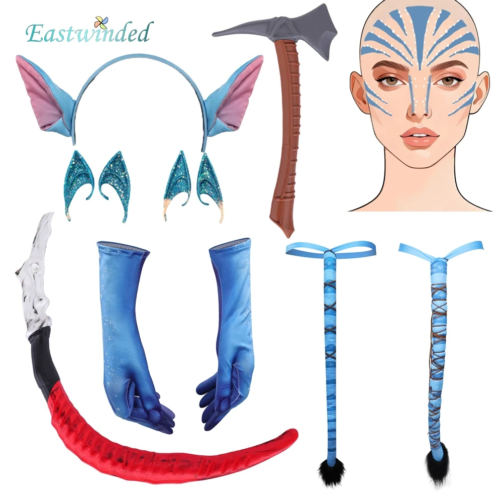 

Джейк Салли Varang Нейтири Косплей Аватар Огня Ясень Хвост Уши Мачете Топор Реквизит Татуировка Наклейка Костюм Аксессуары Хэллоуин