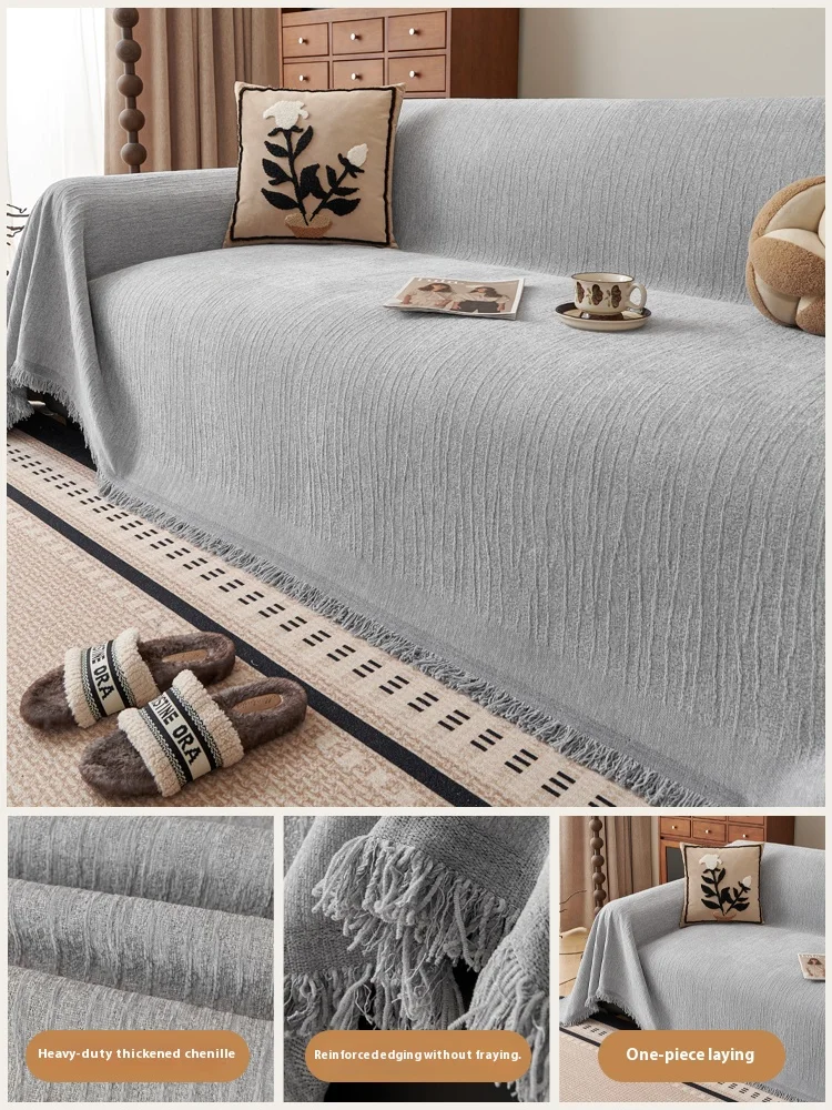 Home Living Room Sofas Couch Towel Cover Sofa Blanket 3 Seater Chenille Knitted Blanket Full Cover Prevent Cat Scratch Stain Res