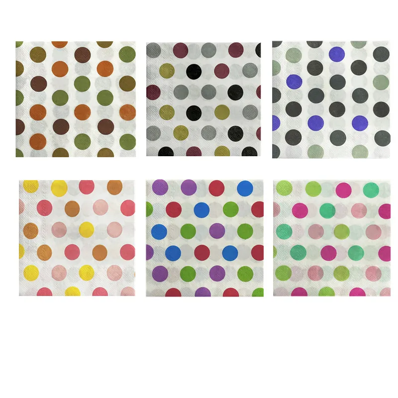 

20Pcs/pack Vintage Colorful Polka Dots Printed Disposable Dinner Napkin Paper Festival Decoration Supplies