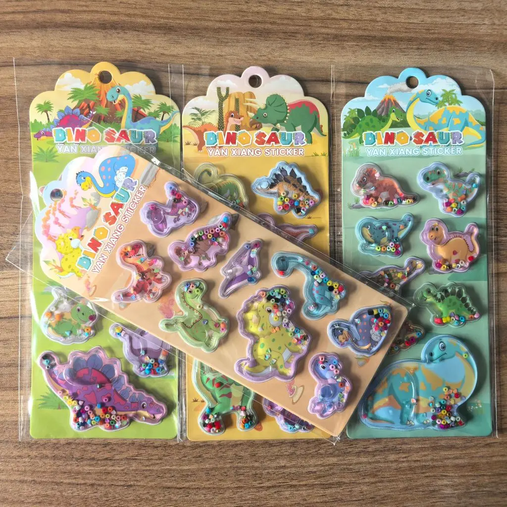 

4-Pack Dinosaur Shaker Stickers Interactive Sparkly Dino Decor Decals for Kids' Notebooks Stationery BulingBulingStickers Store