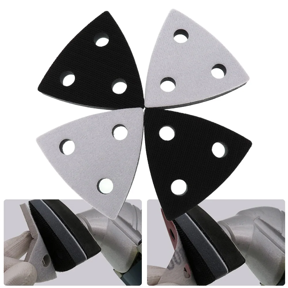 Polishing Disc Backing Pad 80x80x80mm Black / White Sponge Triangle 12mm Thickness 1Pc 3 Holes Foam Construction