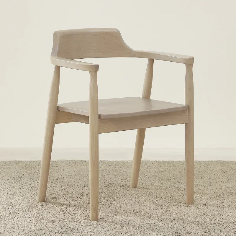 Milk gray household solid wood coffee restaurant negotiation casual armrest back book desk chair