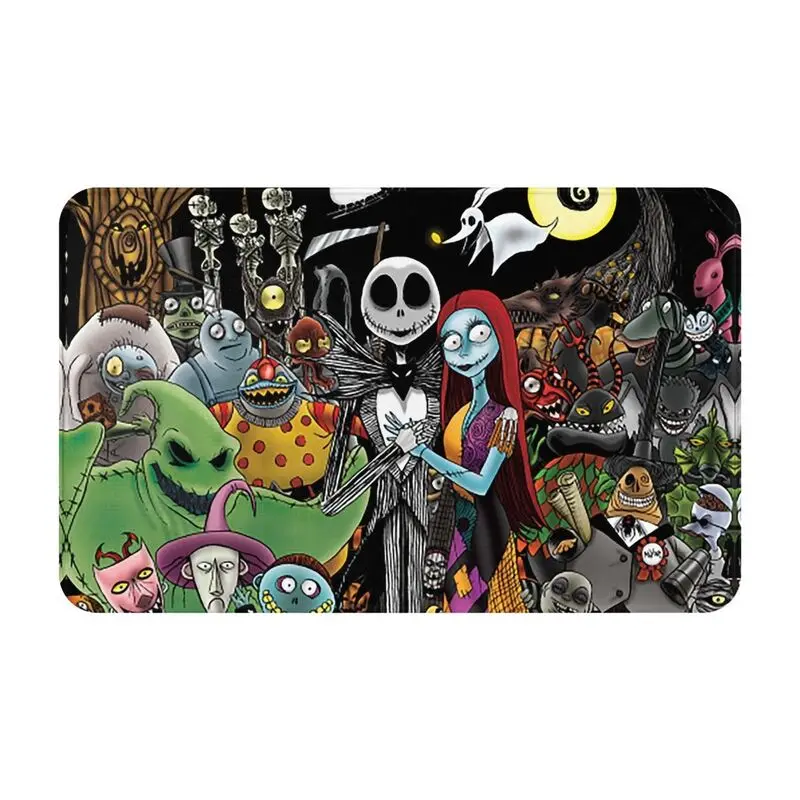 Custom The Nightmare Before Christmas Door Floor Kitchen Bath Mat Anti-Slip Outdoor Jack Sally Doormat Rug Carpet Footpad