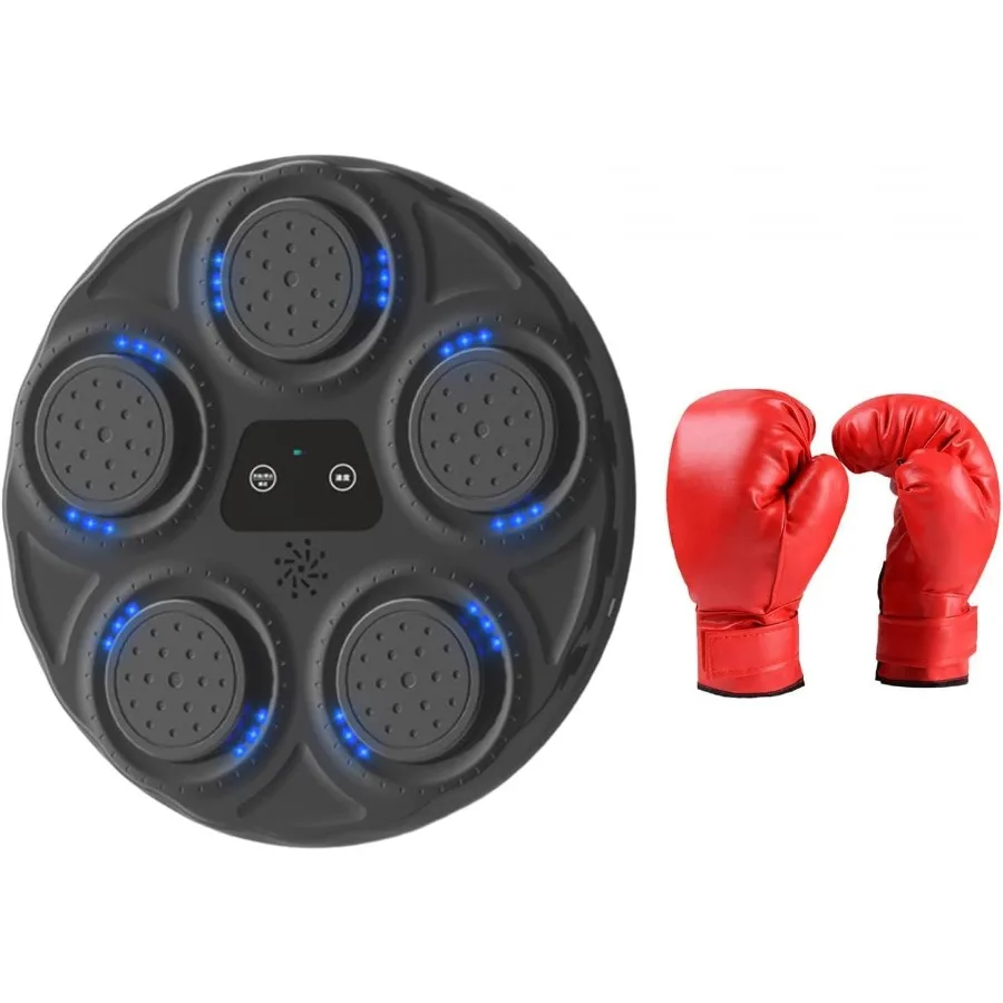 

Wall Mounted Lighted Electronic Boxing Punching Pad for Home Fitness Training with Music Reaction Feature in Black and Red