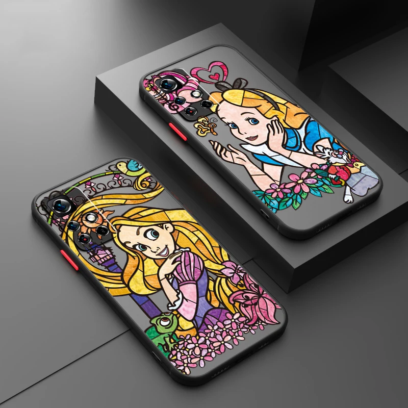 Disney Princess Fashion Cute Frosted Translucent For Redmi Note 13R 13 12 12S 12T 11 11T 11E 10 Pro Plus 5G Funda Phone Case