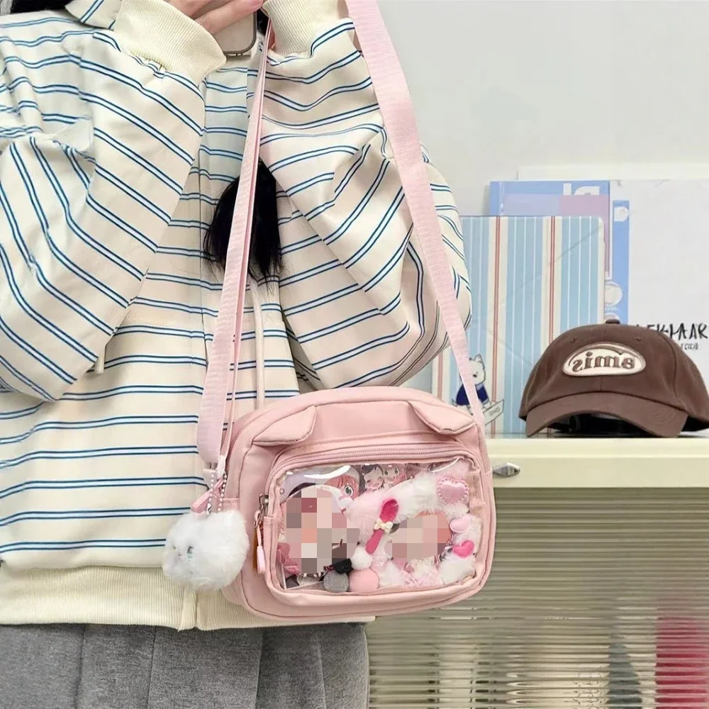 اليابانية Harajuku لطيف الفتيات Y2K شفافة الكرتون Ita حقيبة Ulzzang دمية حقيبة تنوعا حقيبة كروسبودي عادية الهاتف المحمول SUмка