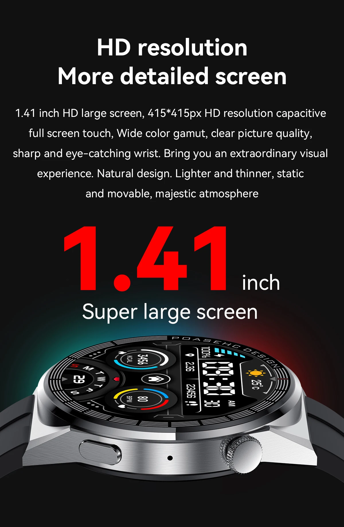 ZGPAX Sports Watch 330mah Smart Watch Bluetooth Call IP67 Waterproof Fitness 1.41 inch HD Screen Smartwatch