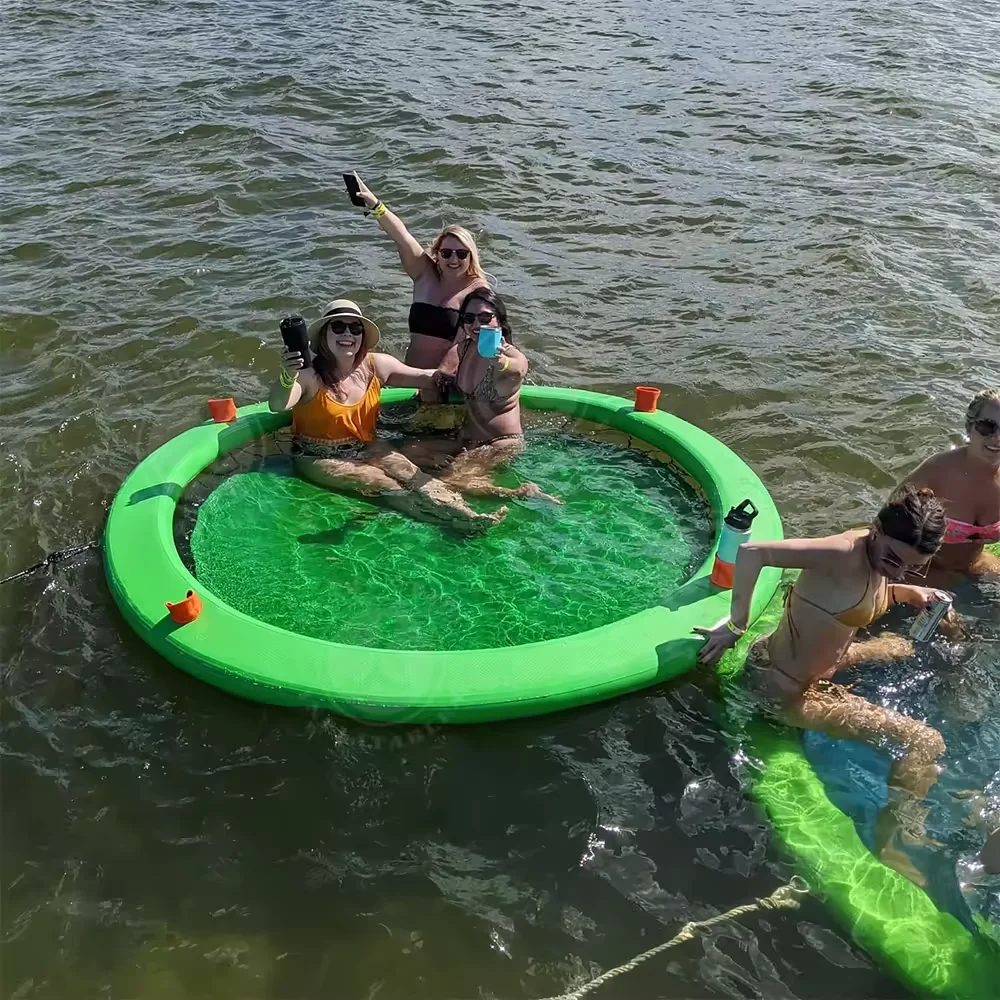 Профессиональный производитель двойной круглый надувной водный гамак Плавающая Платформа для бассейна плавающий водный стул