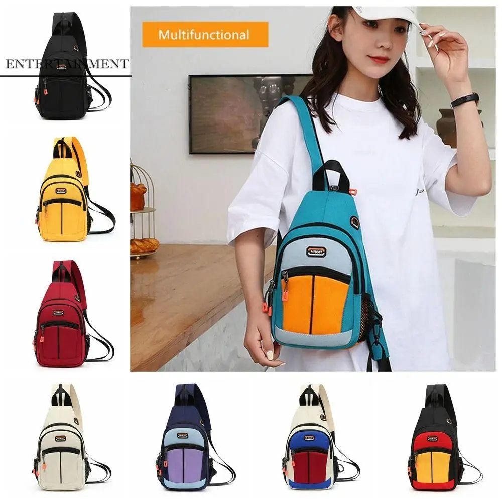 

with Earphone Hole Sling Chest Bag Messenger Bag Shoulder Bag Girl Crossbody Bag Multi-Functional Waterproof Mini Backpack