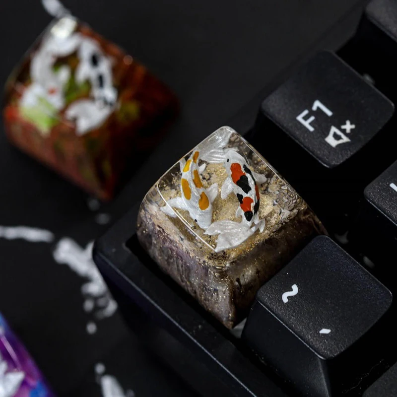 Organism Resin Keycap Creactive Art Keyboard Decoration Aquarium Fish Figure Theme 3D Landscape Replaceable Keyboard Keys