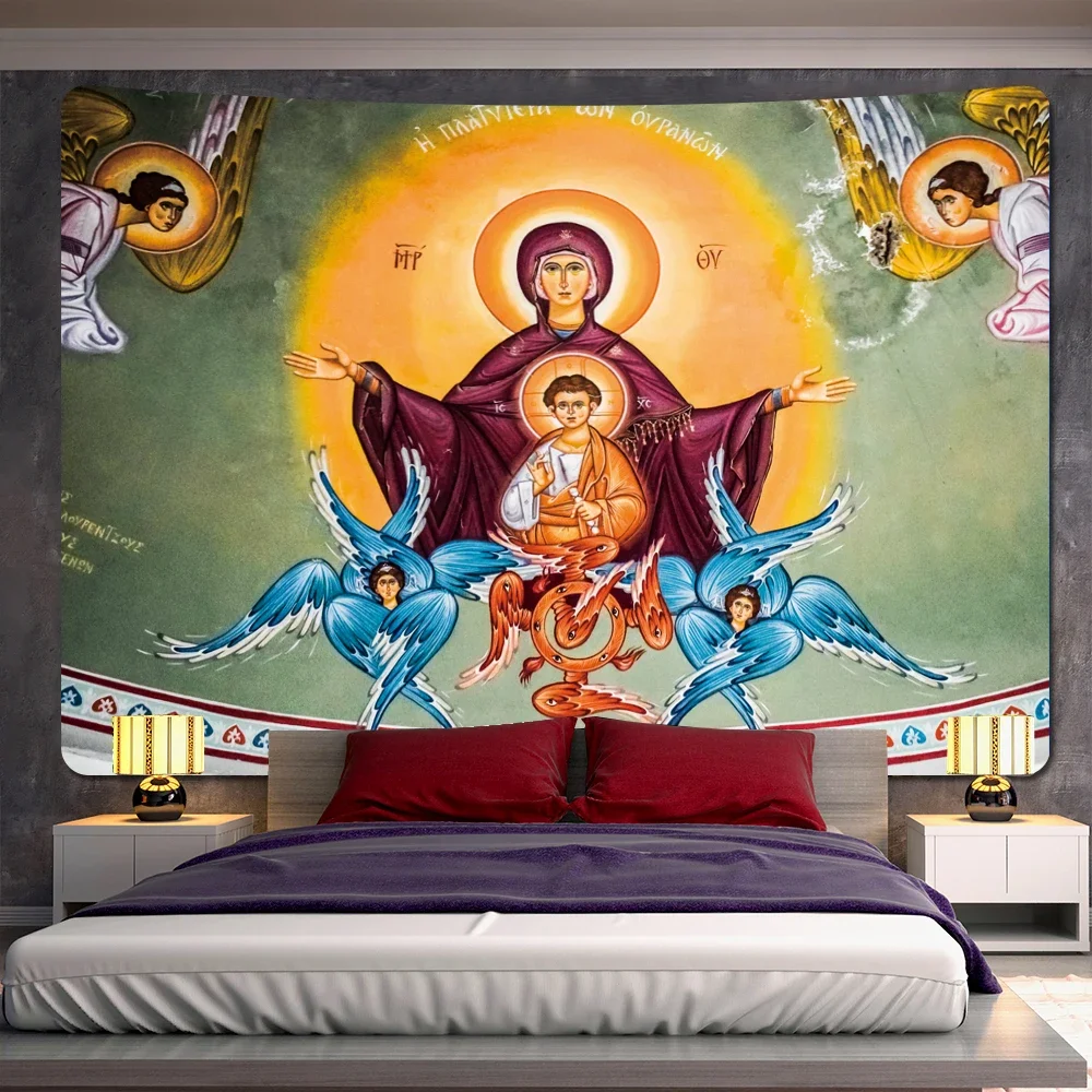 Christ Church Fresco Angel Psychedelic Scene Home Decor Art Tapestry Hippie Bohemian Tarot Pretty Room Wall Decor