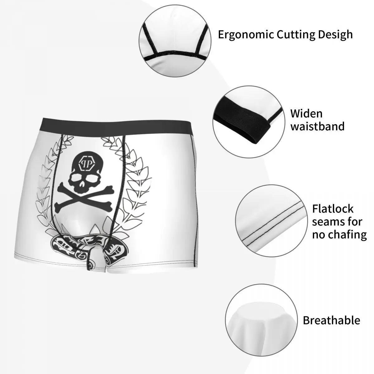 Men Philipps Pleining White Underwear Novelty Boxer Briefs Shorts Panties Homme Mid Waist Underpants