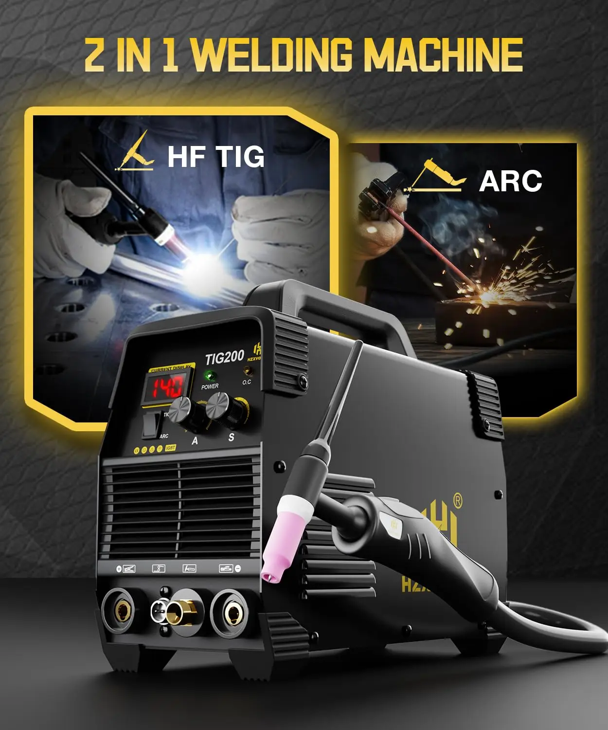 200A TIG Welder High Frequency Welder 110/220V TIG/MMA 2 IN 1 Welder Machine with Post Gas TIG Welding Machine TIG200