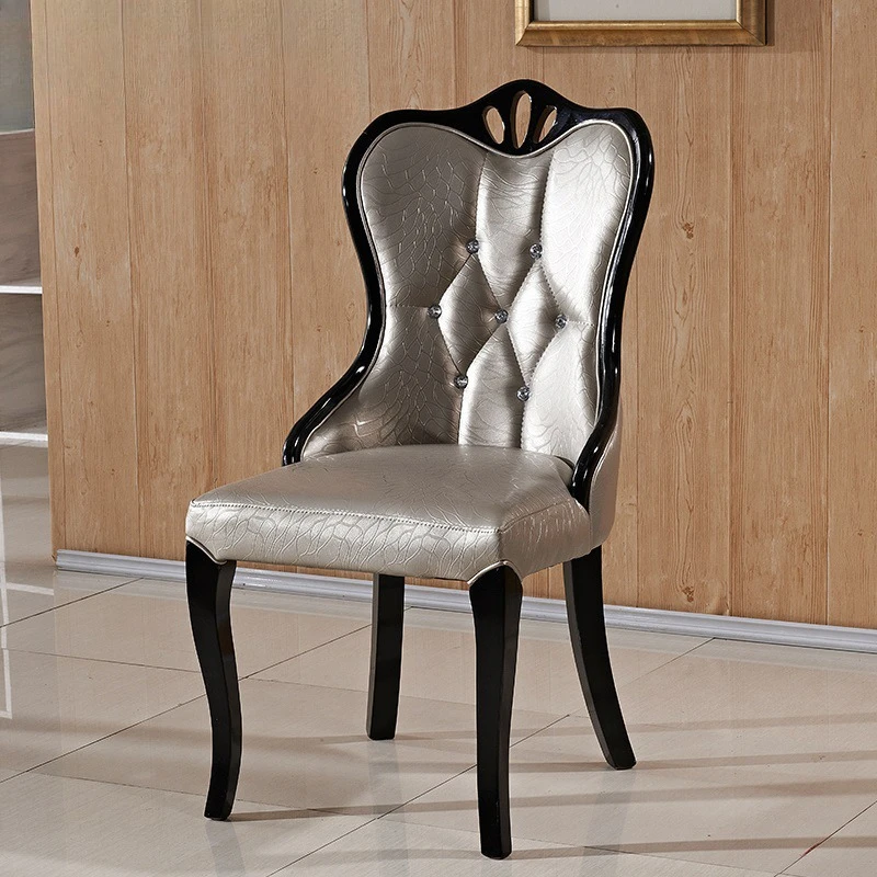 

Log European dining chair modern simple solid wood small apartment household simple Internet celebrity dining chair oak leisure