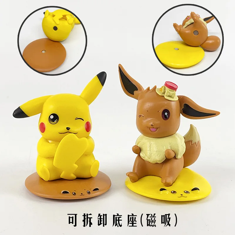 6pcs/set Pokemon Action Figure Lie Prone Squirtle Bulbasaur Slowpoke Psyduck Sitting Eevee Pikachu PVC Figure Toys