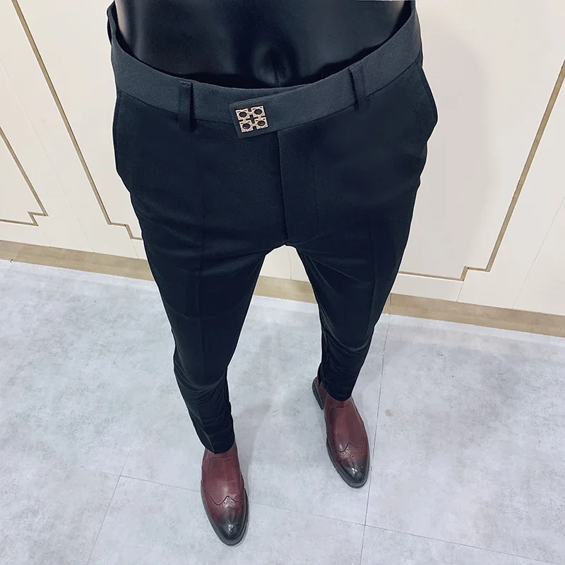 Men Suit Pants 2024 Spring New Formal Trousers Pantalone Hombre Stretch Slim Solid Casual Dress Full Length Pants Men Clothing