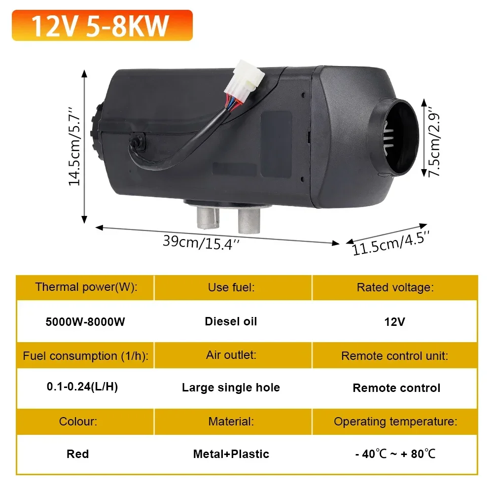 5-8KW 12V Air Diesels Heater Parking Heater With Remote Control LCD Monitor for RV, Motorhome Trailer Trucks Boats Heater