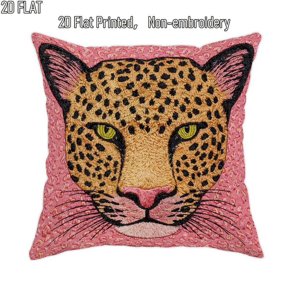 1pc Pink Leopard Print Square Throw Pillow Case Decorative Cushion Cover for Sofa Bedroom Living Room