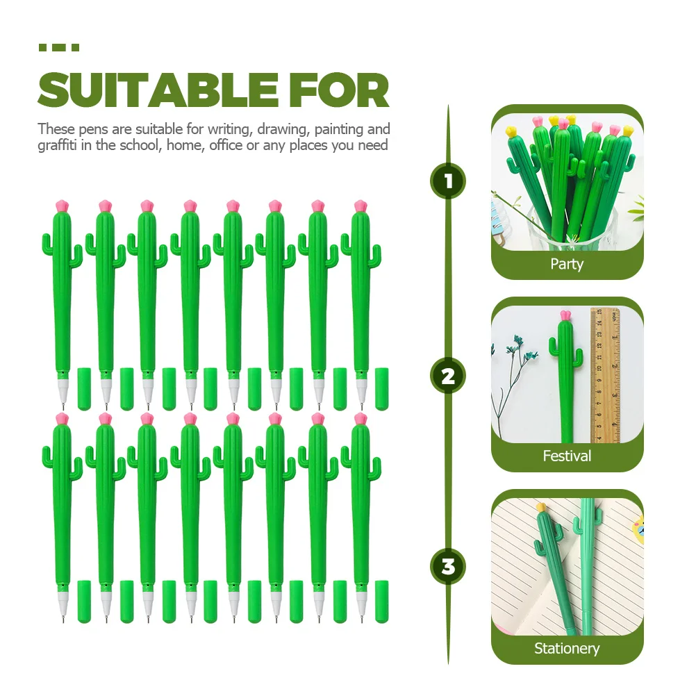 

25Pcs Cactus Gel Ink Pens Lovely Polymer Clay Pens 0.5mm Creative Stationery for Students and Gifts Cactus Pen