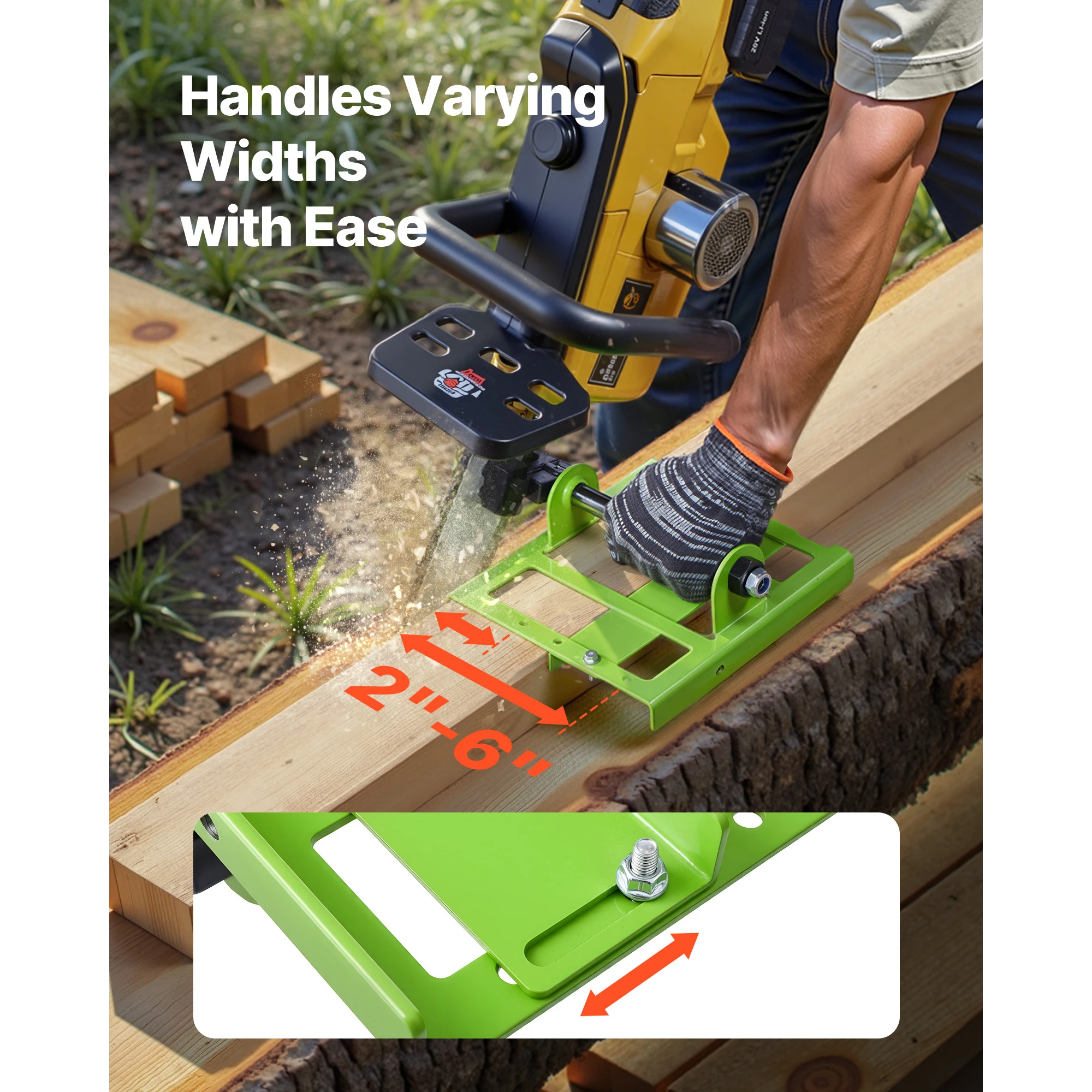 Chainsaw Mill, Adjustable 2-6 in Width, Vertical Lumber Cutting Guide, Portable Timber Chainsaw Attachment, Heavy-Duty Cast Iron Sawmill Tool Cutting Supplies for Builders Woodworkers