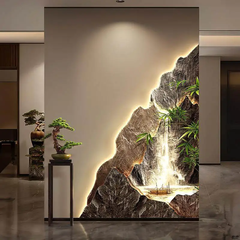 

Modern Luxury Entrance Turn Corner Decoration Painting Abstract Art Hanging Painting Corridor Wall Decoration LED Light Painting