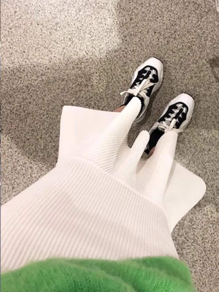 Jupe amincissante en velours côtelé pour femmes, avec ourlet en dentelle, corps portefeuille, mi-longue, printemps automne hiver, vêtements décontractés