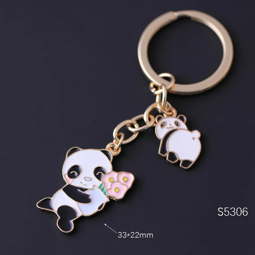 Animal Keychain For Women Lovely Colorful Enamel Key Chain Panda Cat Squirrel Rabbit Car Accessory Bag Pendant Friends Gifts