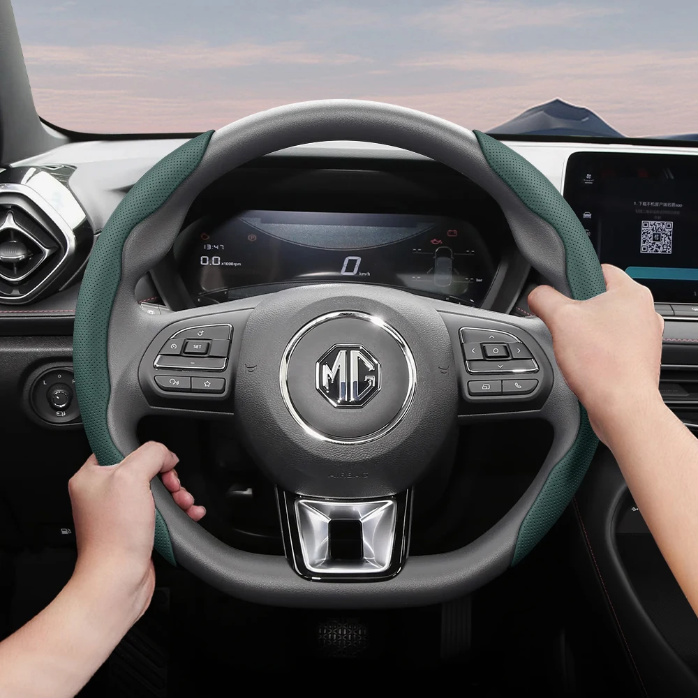 

Suitable for Mg Breathable Hole Leather Steering Wheel Cover Segmented Zs Mg3 One Mg4 Mulan HS Hector GT ZT Electric PHEV ZS
