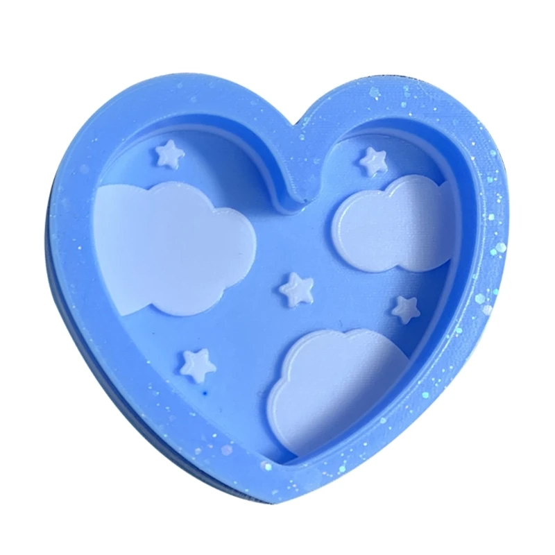 DIY Starry Star Cloud Love Heart Shape Quicksand Silicone Mold Keychain Pendant Epoxy Resin Shaker Mould Bag Hanging Ornament