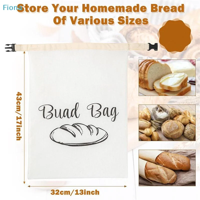 ✔Beeswax Bread Bag With Snap Buckle Dough Preservation Pouch Reusable Bakery Bread Storage Bags For Kitchen Freezer Dining Room
