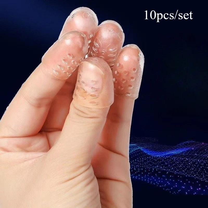 10pcs/set Silicone Finger Protectors Moisturizing Pain Relief Finger Sleeves Thickened Anti-Slip Guards for Writing Cooking Work