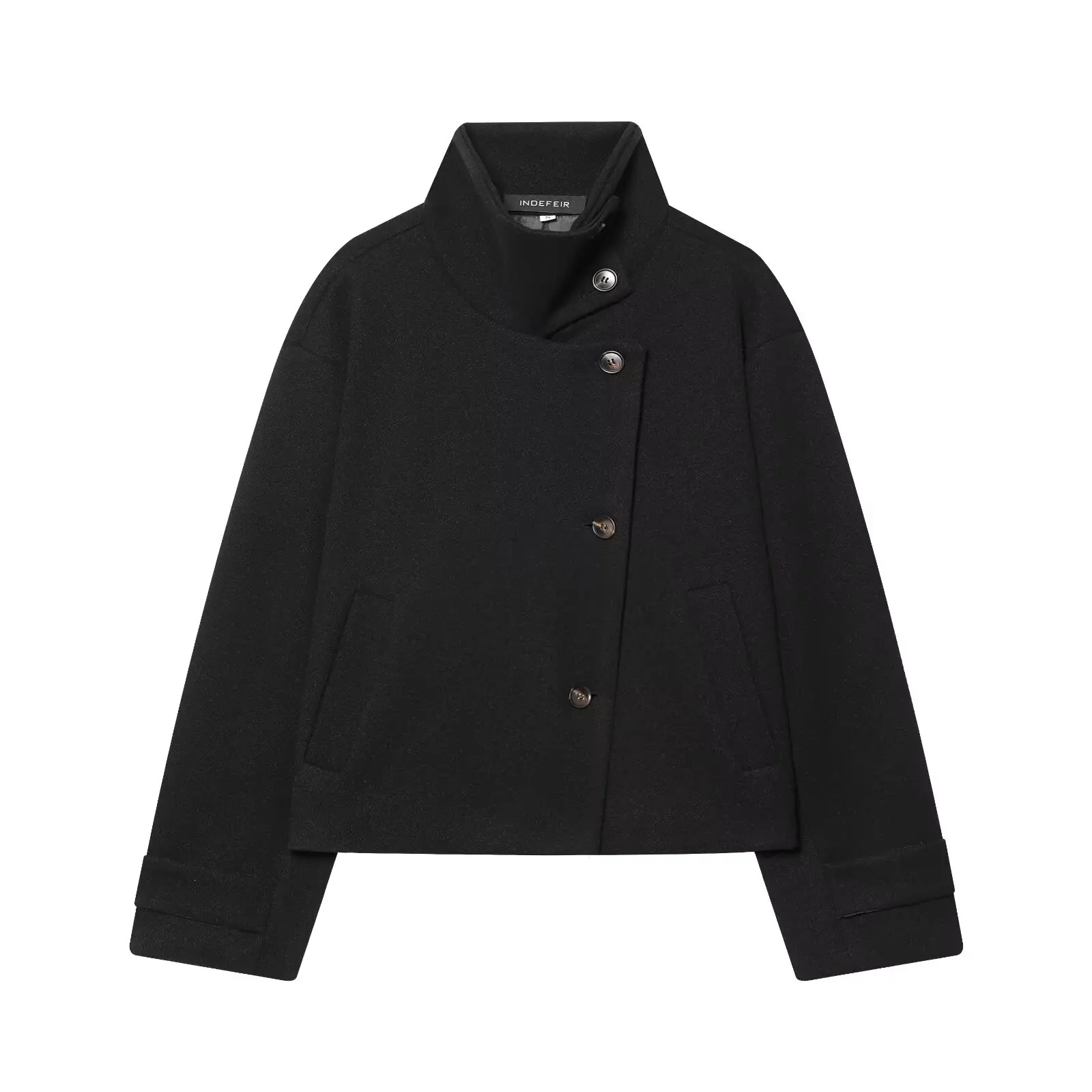 Zevity Women Vintage Stand Collar Breasted Long Sleeve Casual Woolen Coat Ladies Retro Long Sleeve Pockets Jacket Tops CT9506