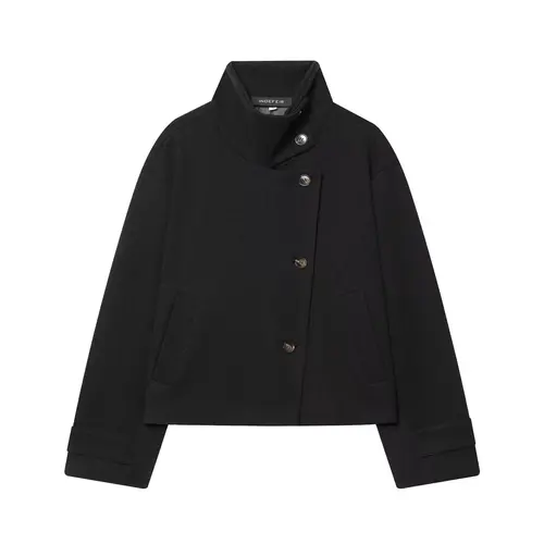 Imagen 2 del producto Zevity, abrigo de lana informal de manga larga con botones y cuello levantado Vintage para mujer, chaqueta Retro de manga larga con bolsillos, Tops CT9506