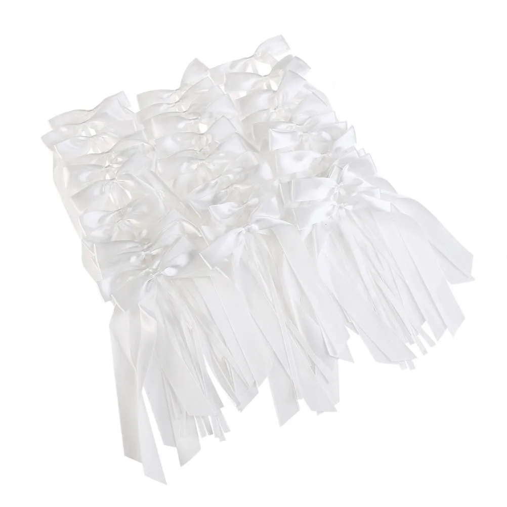 

60pcs White Ribbon Large Bow Wedding Car Decor Bridal Shower European DIY Elegant Background Photo Prop