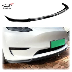 For Tesla Model Y 2020 2021 2022 Front Bumper Spoiler Lip Splitter Guard Board Hihg Quality ABS Glossy Black Carbon Fiber