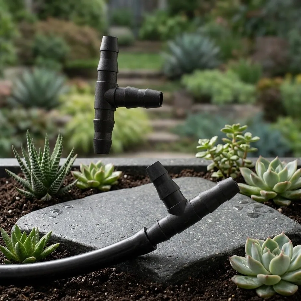 Garden Water Splitter T-Piece Barb Connector For Vegetable Garden Watering High Flow Design Weatherproof Construction