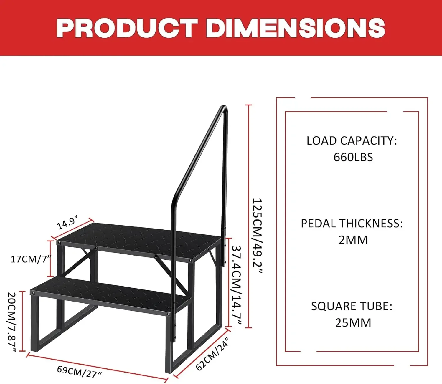 2 RV Steps with Handrail Update 3.0, Portable RV Stairs 3 Step, Truck Camper Steps Stool Ladders for Trav