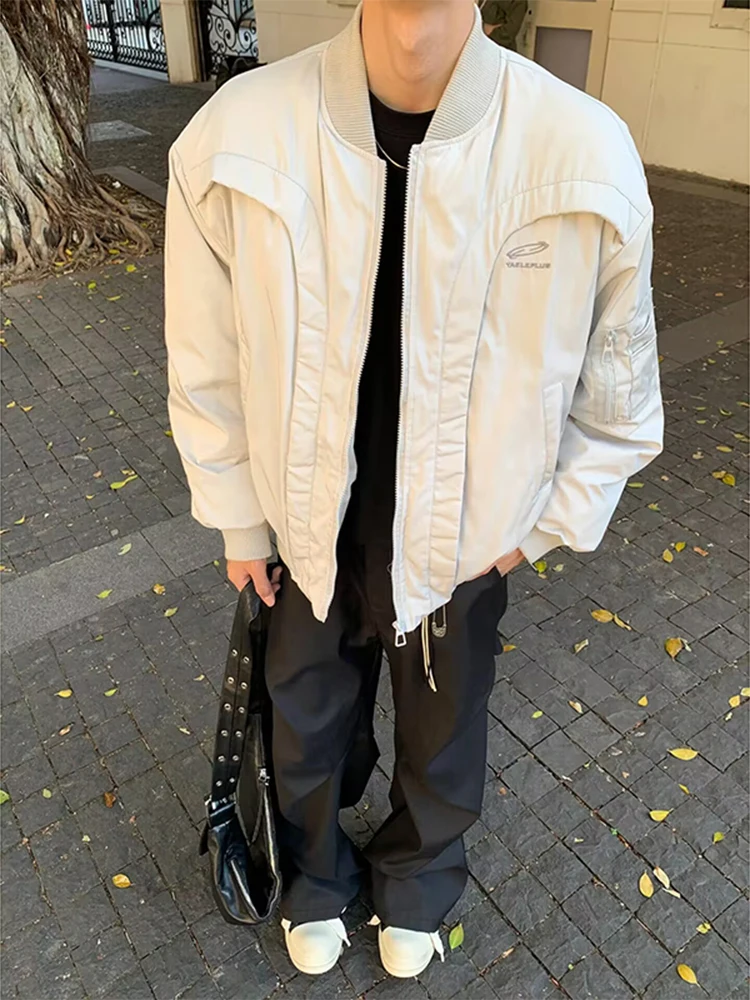 

Мужская утепленная хлопковая куртка-бомбер с воротником-стойкой, свободного кроя, в американском стиле, для повседневной носки, зимняя теплая верхняя одежда