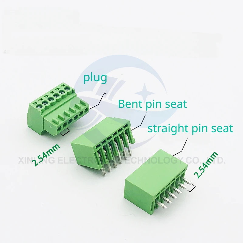 1 set (socket + plug) 2EDG-2.54mm plug-in PCB terminal small pitch straight foot bent foot pin holder set 2P3P4P5P6P