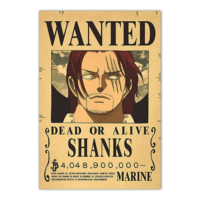 Anime One Piece Luffy 3 Billion Zoro Bounty Wanted Posters Four Emperors Kid Action Figures Vintage Wall Decoration Poster Toys