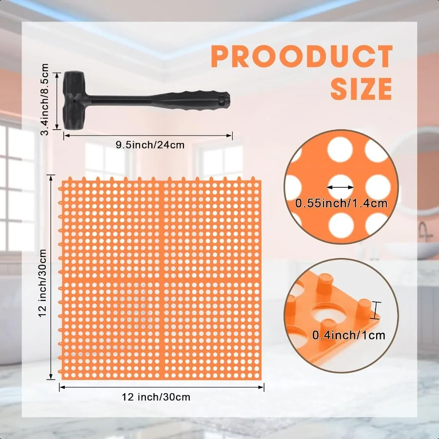 بلاط الصرف وحدات بلاط الأرضيات المتشابكة مع 1 قطعة مطرقة بلاستيكية 12 "× 12" وسادة حصيرة عدم الانزلاق المطاط الكلمة حصيرة مع H #2